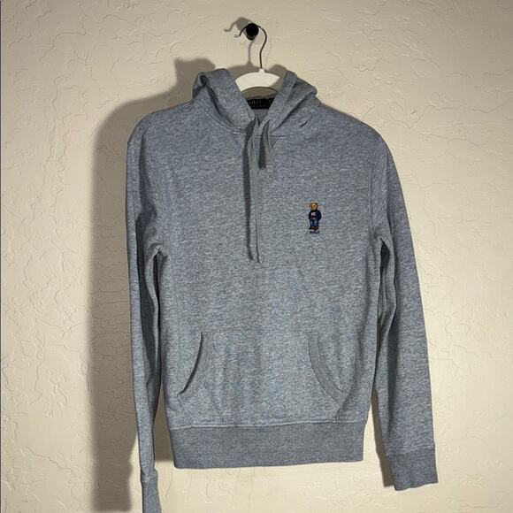 Polo Ralph Lauren Tops - Polo Ralph Lauren women’s grey American flag bear hoodie size XS